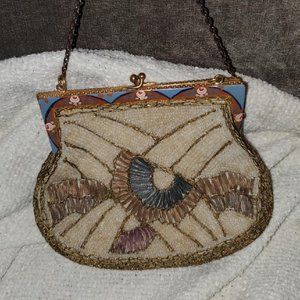 Vtg Beaded Snap Lock Rare Bag Enamal Crafted Japan